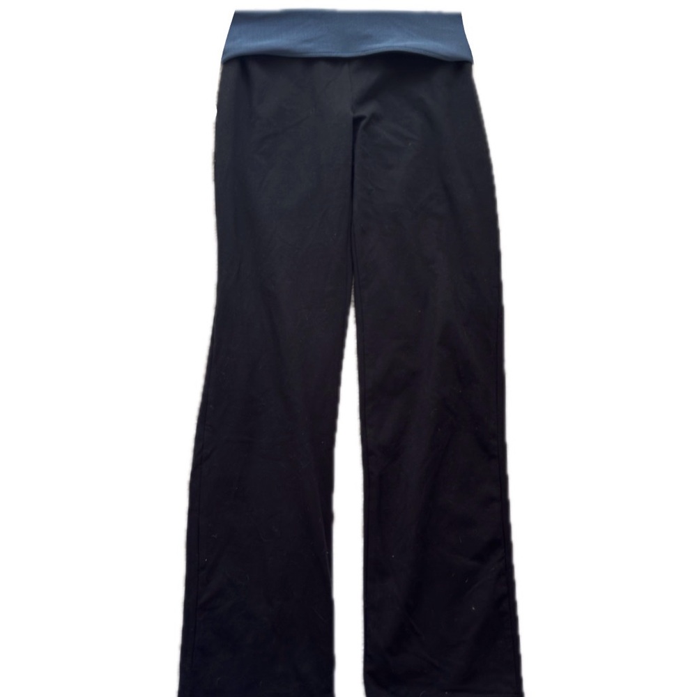 The Girls black with blue fold over waistband yoga pants